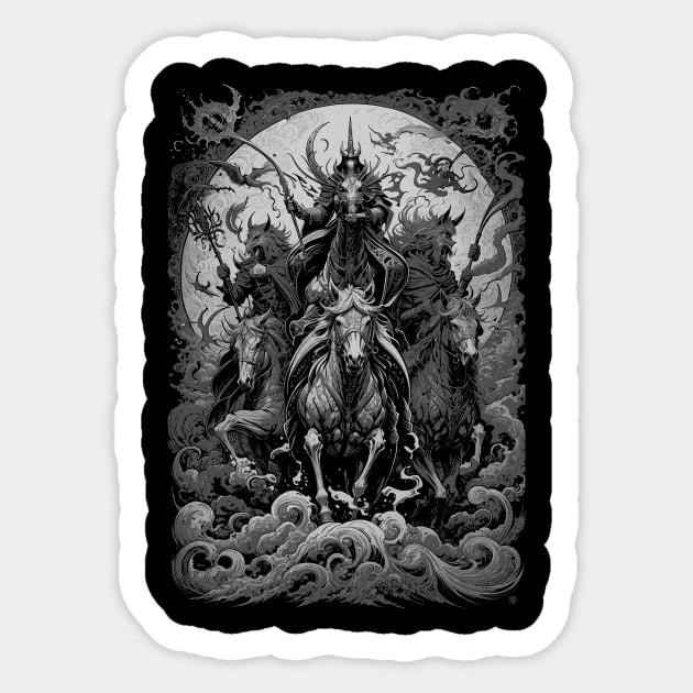 Horsemen of the Apocalypse Engrave art Sticker by lyndsey craven